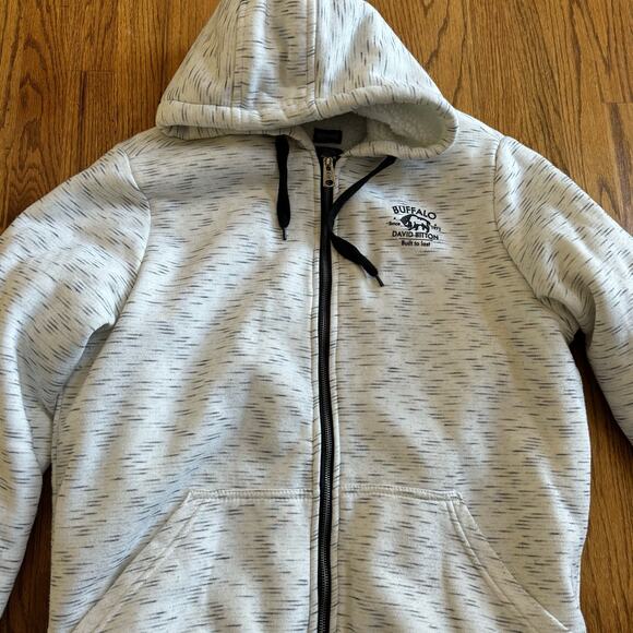 Buffalo David Bitton Francel Men's XL Sherpa Lined Zip Up Sweater White Black - Picture 15 of 15